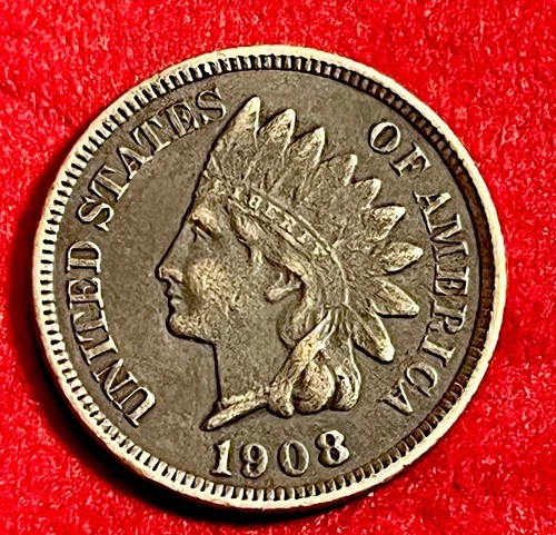 1908 Indian Head Cent Penny VF Details Bold Strike Full Liberty  JC 910