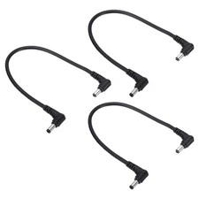 3 Pcs 1Ft Male to Male Plug 5.5 x 2.1mm 90 Degree DC Power Cable Black