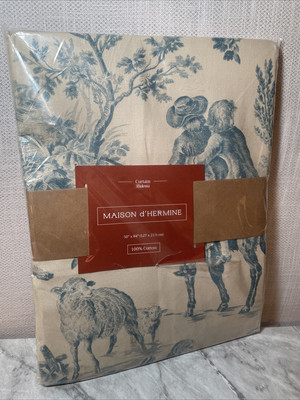 Maison d' Hermine THE MILLER DENIM cotton CURTAIN PANEL back tab 50 X 84 NEW