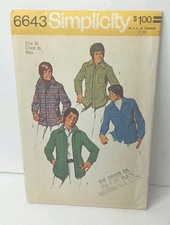 1970's VTG Simplicity Men's Shirt-Jacket Pattern 6643 Size 36 UNCUT