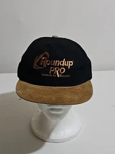Vintage Roundup Pro Hat Adult Snapback Black Brown Baseball Cap USA Made