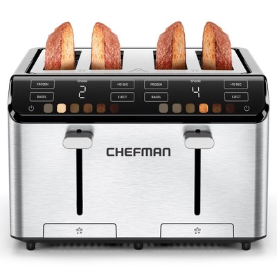Chefman Smart Touch 4 Slice Digital Toaster, 6 Shade Settings, Touchscreen Ba...