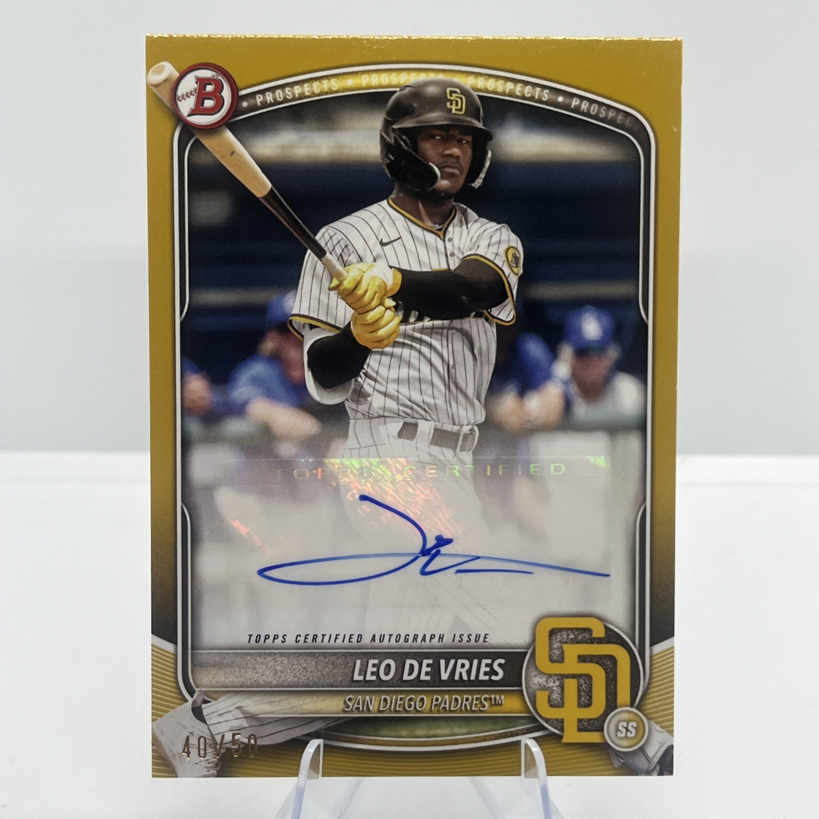 2025 Bowman Leo De Vries GOLD Auto 40/50 BPA-LD San Diego PADRES!!