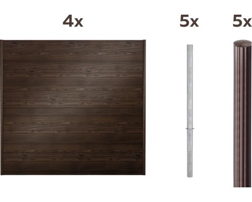 Zaun Set Alberts Palitio Zum Einbetonieren ProfilhöHe 30 Cm 8 M X 180 Cm Dunkelb-image