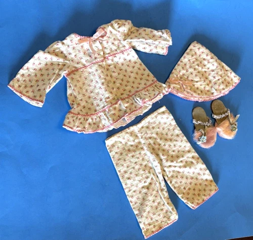 1961 Mattel Chatty Cathy Doll Sleepy Time PJ set  & Pink Fluffy Slipper Scuffs