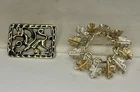 Lot Of 2 Vintage Sarah Coventry Leaf Wreath Brooch Dragon Pin Costume Jewelry