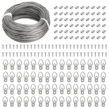 Picture Hanging Kit - 100 Feet Braided Hanging Wire, 60 Pcs D Ring Picture Ha...
