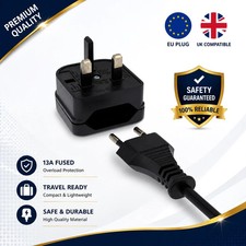 EU to UK Plug Adapter 13A | European 2 Pin to UK 3 Pin Travel Converter
