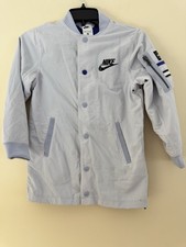 New Nike Kids' Sportswear Quilted Bomber Jacket in a light blue/grey color Sz S