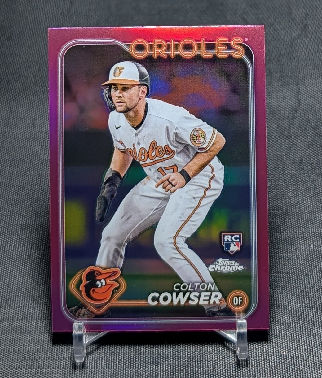 Colton Cowser Pink Refractor Rookie 2024 Topps Chrome Baseball Card #278 Orioles