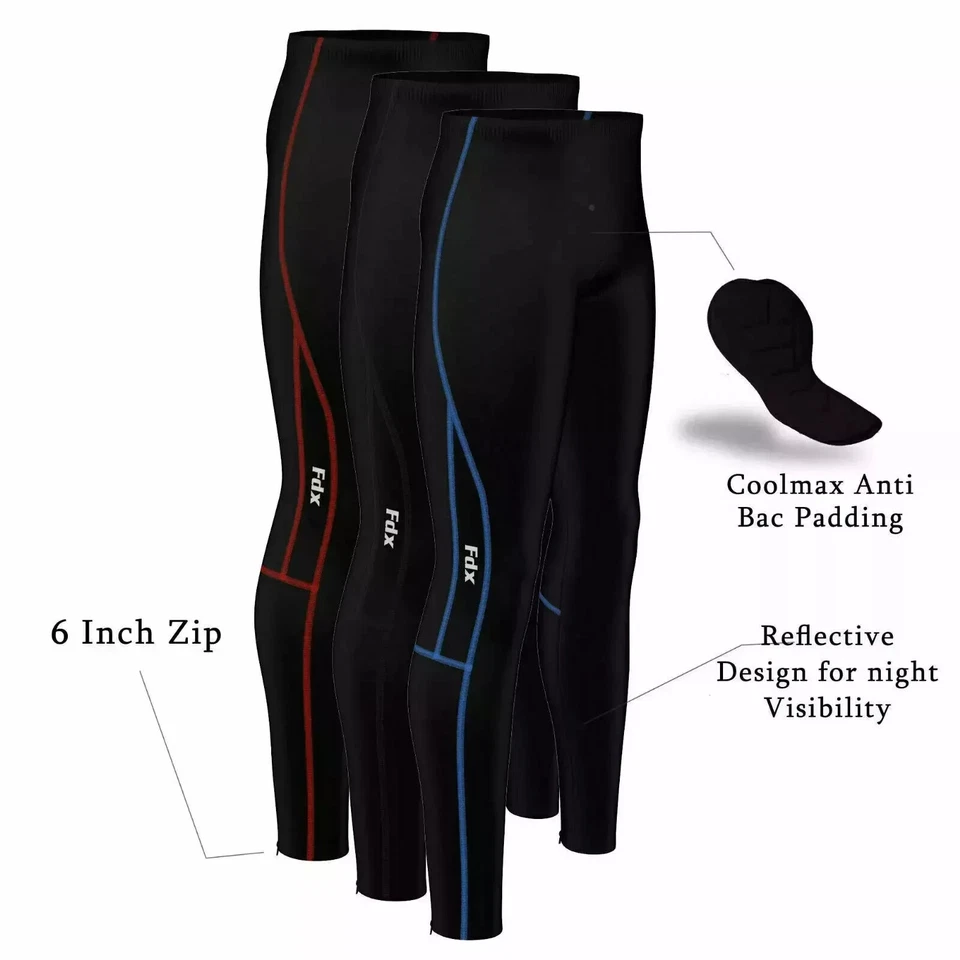 Mens Compression Cycling Tights Coolmax® Padded Cycle Leggings Long Pants uk - Image 3 of 4