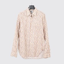 Engineered Garments Shirt Size L Cream Wallpaper Print Floral Cotton Made in USA