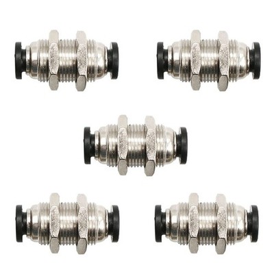 Jienk 5Pcs Bulkhead Union 3/8'' x Tube OD Push to Connect OD, Brass 
