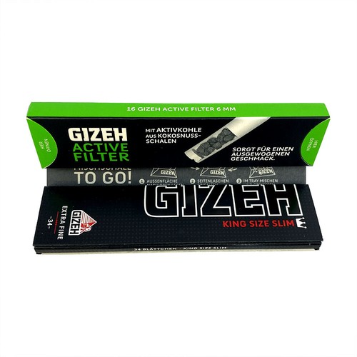 Gizeh Kombi Pack BLACK 16x: King Size Slim Heft à 34 Papers + 16 Active Filter - Bild 3 von 3