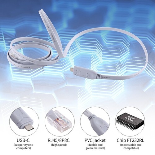 1.8M USB Type C to RJ45 Console Cable with FTDI-FT232R Chip For Fortigate