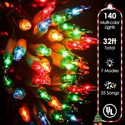 Christmas Lights with Music, Singing Christmas Lights Plays 32 FT