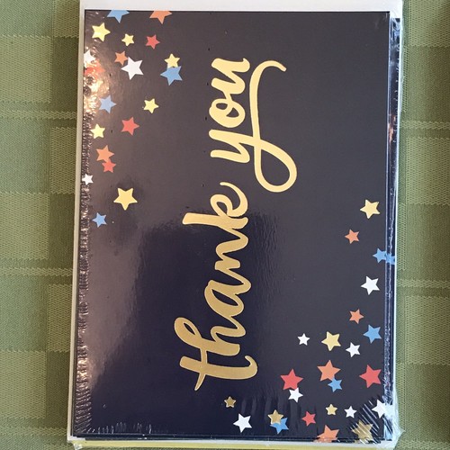Hallmark Dankeskarten 2 Packungen à 6 insgesamt 12 Karten Navy Stars Goldfolie NEU - Bild 2 von 5