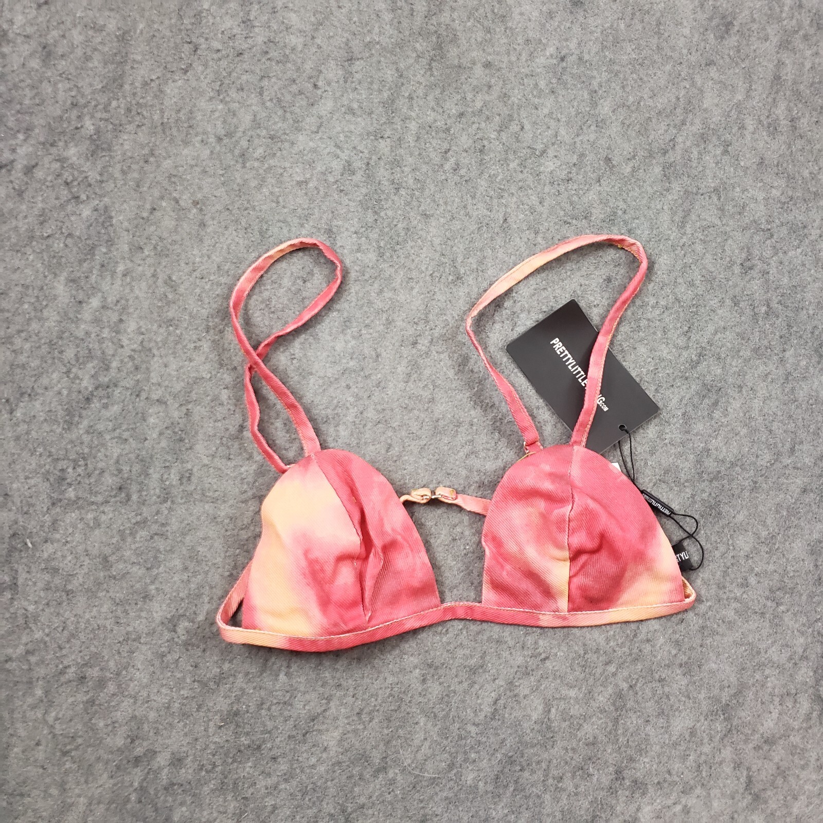 NEW PrettyLittleThing Bralette Womens Extra Small Red Yellow Crop Top Coated image 2