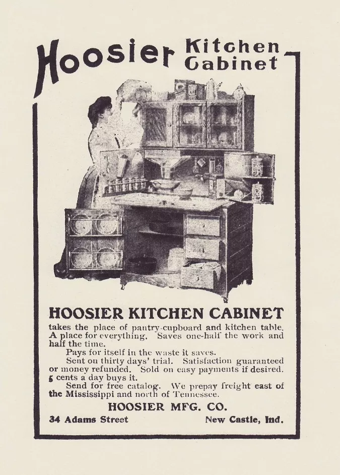 AD HOOSIER Kitchen CABINET 1905 Oak Cupboard w Flour Bins 8x10