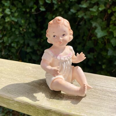 5'' Antique MC Porcelain Piano Baby Girl in Night Gown Bow ARNART Creation JAPAN