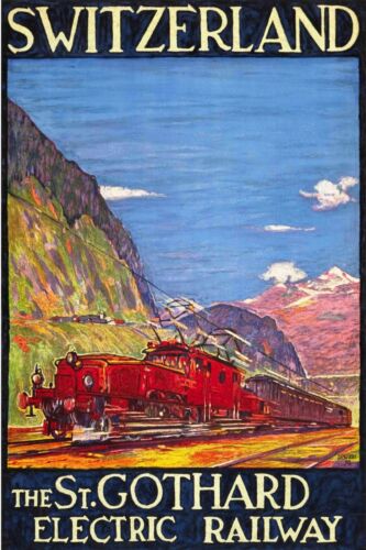 Poster da viaggio Switzerland by Rail anni '40 pubblicità vintage retrò da 5 taglie a 20x30 - Foto 1 di 1