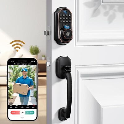 ARPHA Keyless Entry Door Lock Deadbolt with Handle Set - WiFi Door Lock Camera