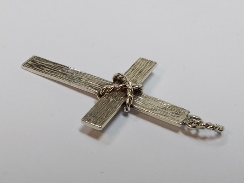 Sterling silver 925 cross necklace pendant diamond cut ladies mens Vintage - Picture 4 of 10