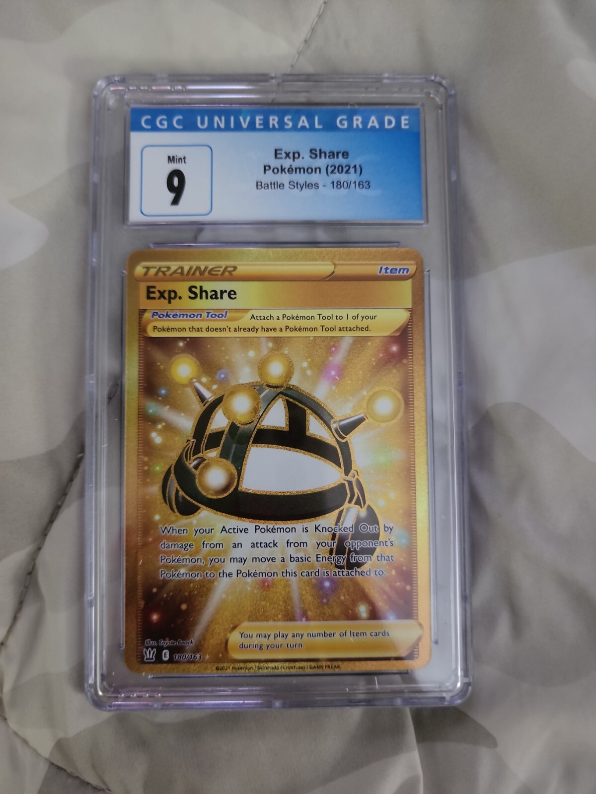 2021 Pokemon Exp Share Secret Rare Gold Battle Styles 180/163 CGC 9