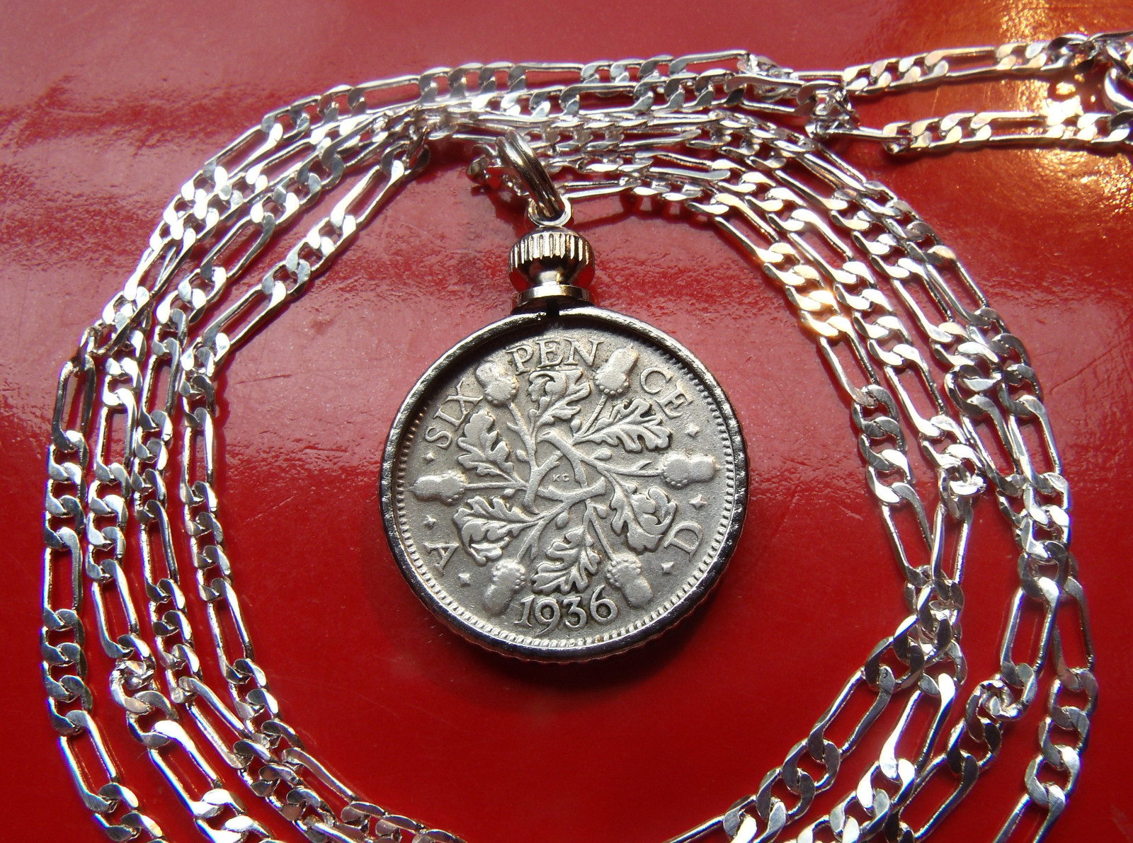 Rare Silver English Sixpence Pendant on a 28" Sterling Silver Chain eBay