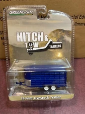 Greenlight Hitch & tow trailers.  14 foot livestock trailer in blue