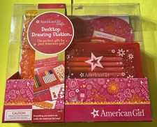 AMERICAN GIRL CRAFTS DESKTOP DRAWING STATION Artist Case,Stencils, Stickers, mat