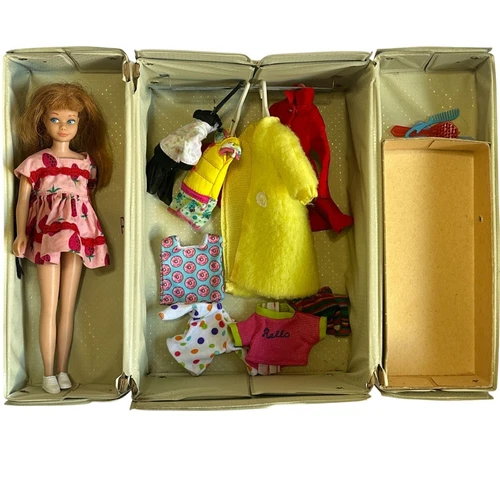 1963 Mattel Skipper Doll Redhead Barbies Sister With Carrying Case & Outfits
