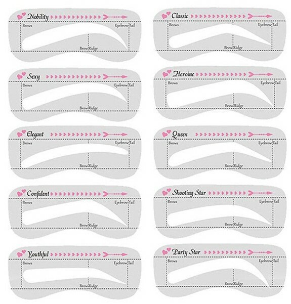 10pcs Eyebrow Stencils Shaper Perfect Brow Definer Grooming Kit Make Up  Template | eBay