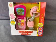 Musical Phone and Musical Key Light And Sound Toddler Toy Pink Old East Main Co