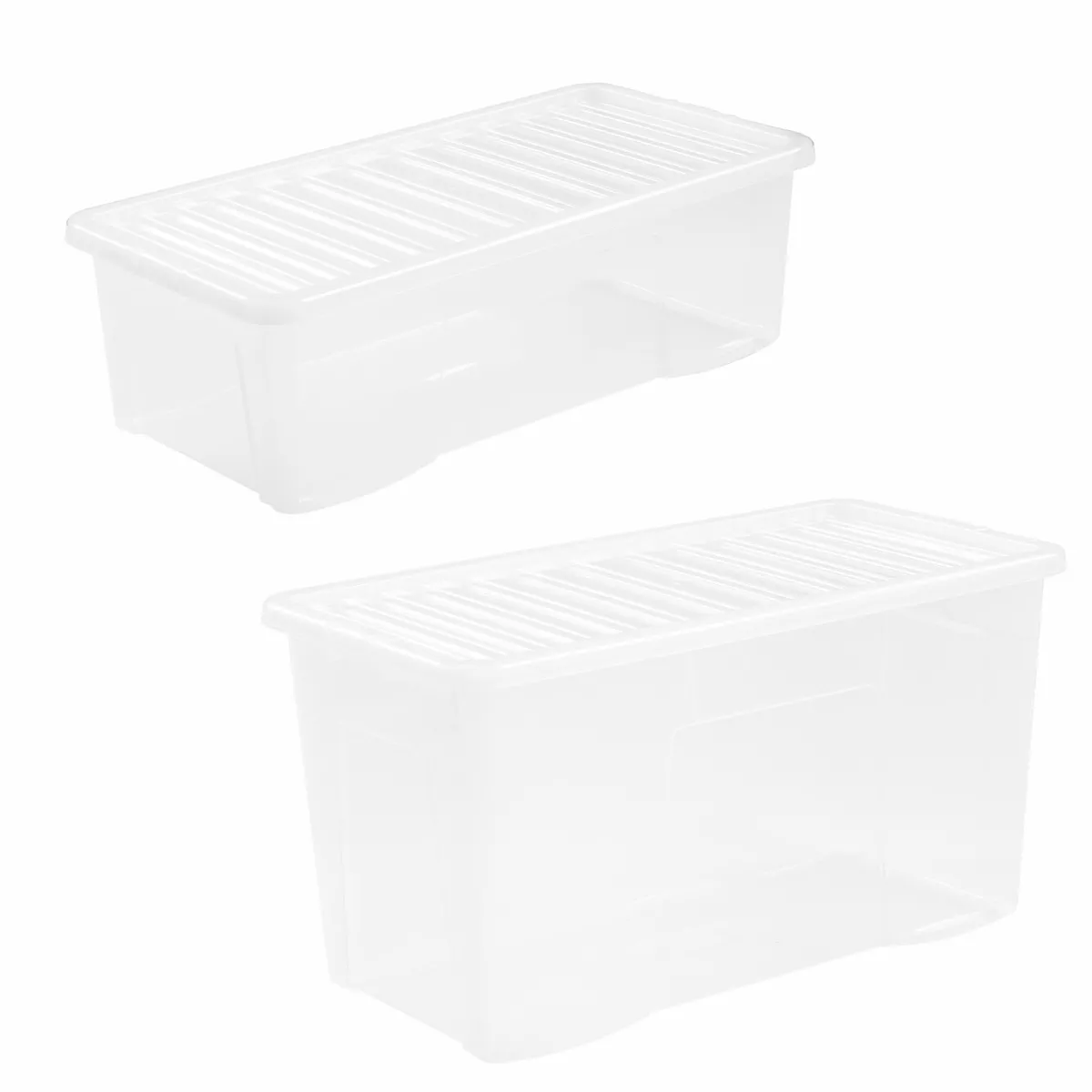 62L & 110L Large Plastic Stackable Storage Box Containers & Lids Home  Office