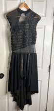 costume gallery adult Large Black Gold Shimmer Dance Wear Sheer Roses Penguin