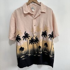 Cherokee Waikiki Wear Pink Black Hawaiin Summer Shirt L Large Oversized B4