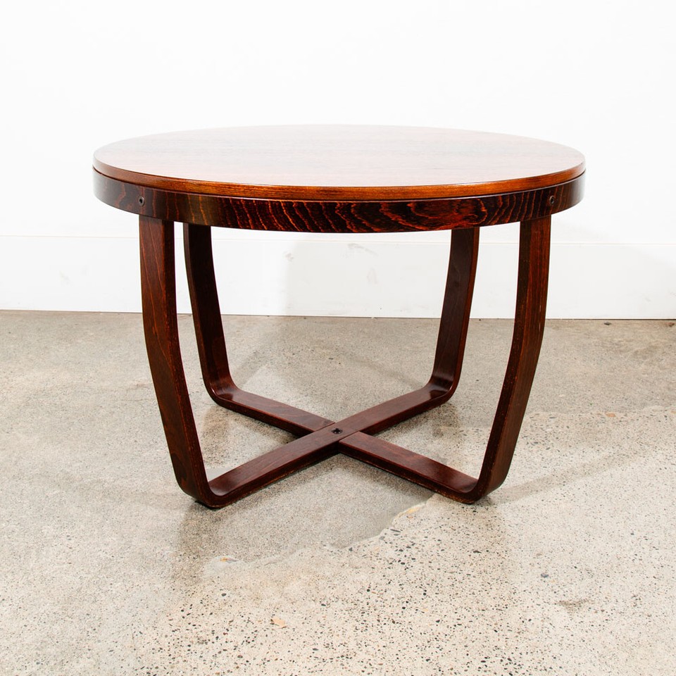 Mid Century Modern Coffee Table Side Round Danish Dark Oak Ejner Hove