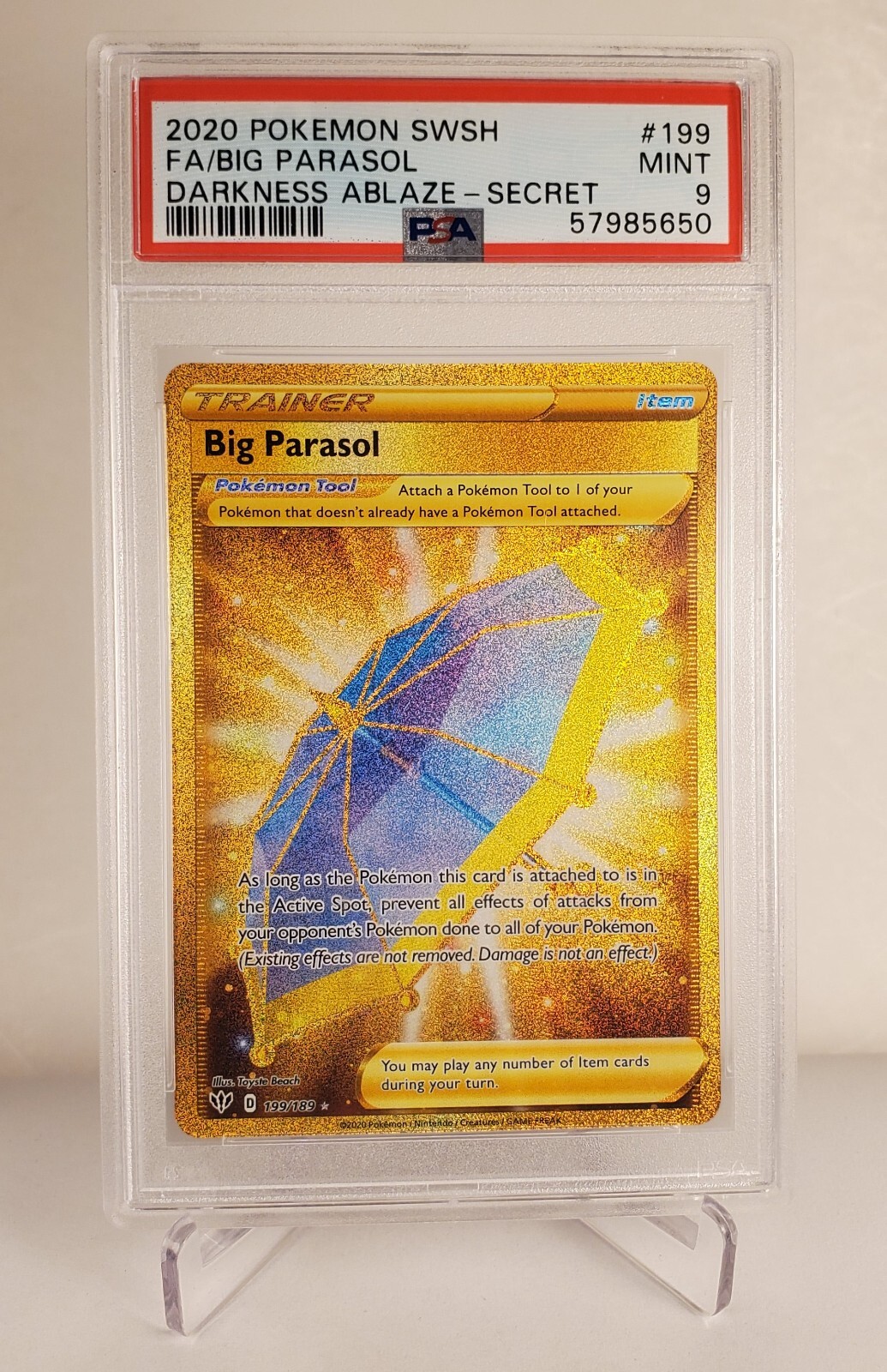 2020 Pokemon SWSH Darkness Ablaze #199 Secret Rare Big Parasol PSA 9