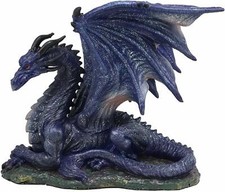 Fantasy Midnight Dragon Resting Beneath The M...