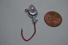 1/4 2/0 RED SICKLE  HOOK  MINNOW HEAD BARBED  COLLAR JIGHEAD 50 ct