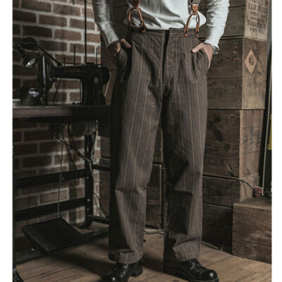 BRONSON Vintage LOT920 Old Time Stripe Hose Herren Cargohose Loose Work Trousers