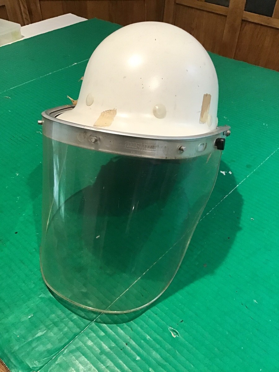 Vintage B-2H Fibre Metal Hard Hat USA White Large Shield Type 1