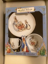 The World of Beatrix Potter Kinder Porzellan Service 3 pc. Plate, Bowl, Mug Set