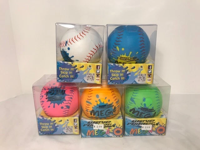 Juego de 5 pelotas de béisbol/softbol Mega Wave Runner espuma suave salto de agua de 3,5" nuevo en caja Foto 2 de 4