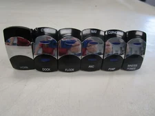 CARLING TECHNOLOGIES (SET OF 6) ILLUMINATED ROCKER SWITCH SET SILVER & BLUE BOAT