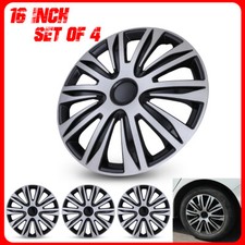 Black 16 Set Of 4 Wheel Covers Snap On Full Hub Caps Fit R16 Tire Steel Rim