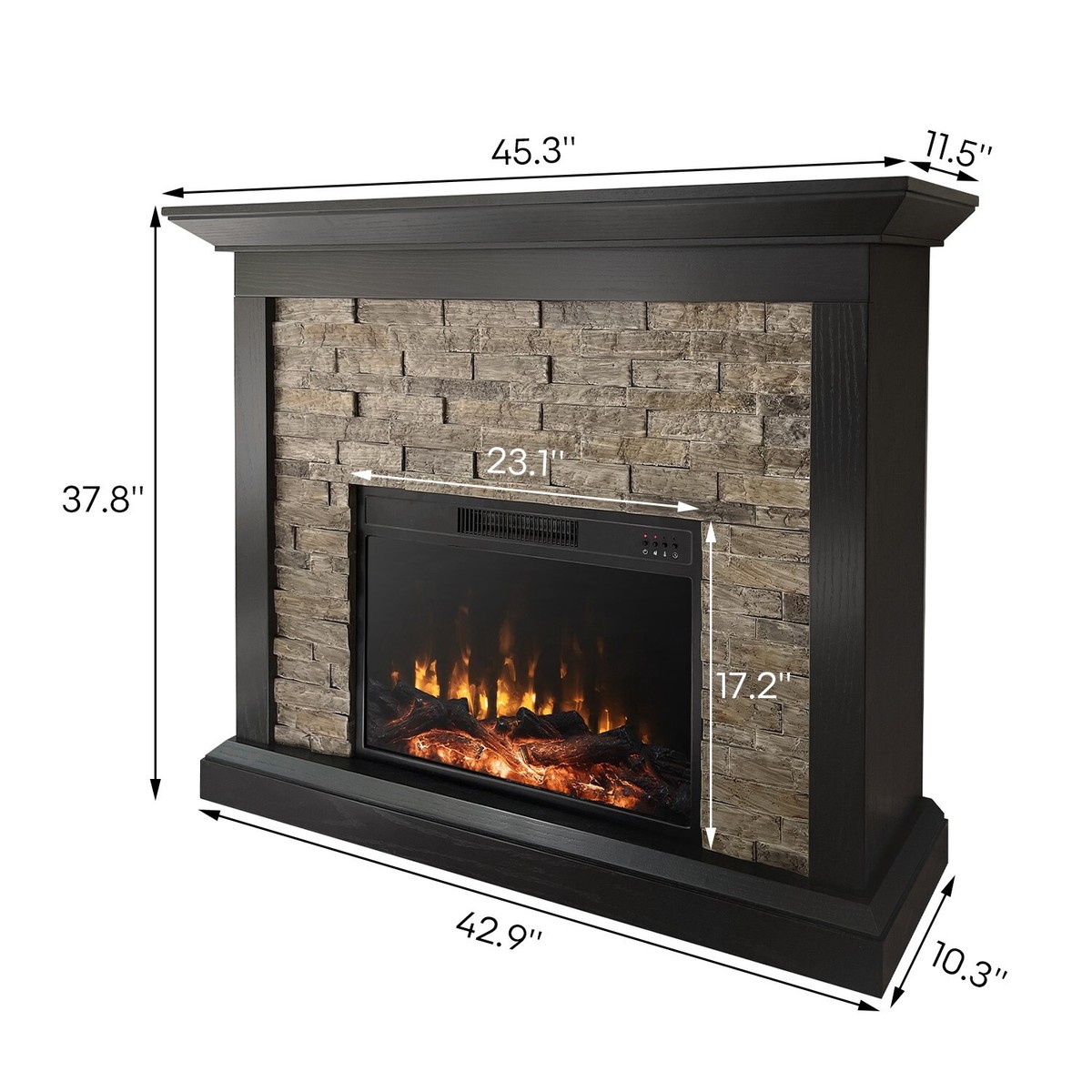 45u0026#034;Faux Stone Mantel Infrared Electric Fireplace with Timeru0026amp;Remote  Control | eBay