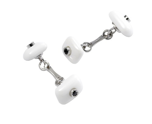 Boutons De Manchette Homme En Acier Avec Pierre Type Agate - Look Vintage, Couleur Orange, Neuf Sans Boîte