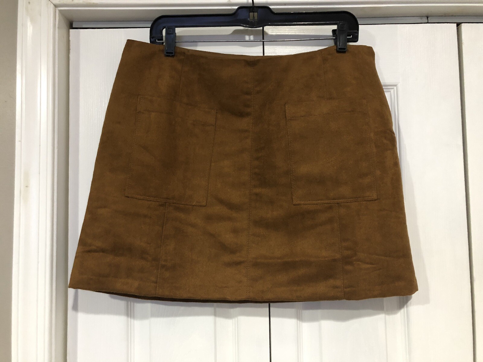 NWOT Old Navy Women’s Brown Faux Suede Utility A-Line Mini Skirt Pockets Size 10